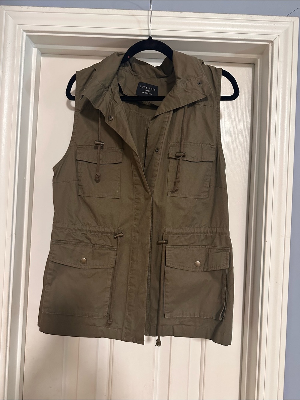 Love Tree Hooded Olive Utility Vest